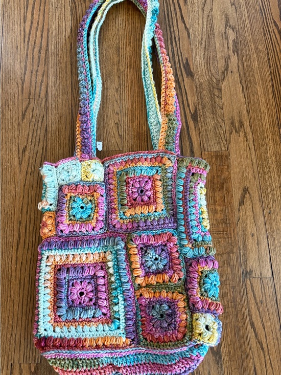 Handbags - HANDMADE - Multicolor Crochet Square Patchwork Bag